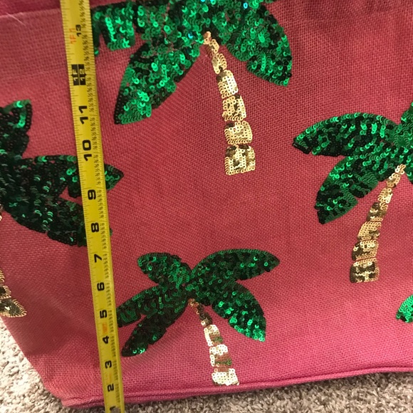 Pink palm tree 🌴 sequin beach bag - Picture 4 of 5